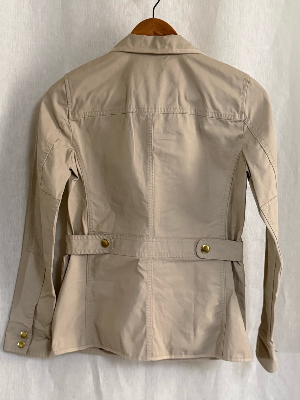 J.Crew Downtown Field Jacket XXS Khaki Beige Waxed Cotton Utility Safari Coat - Picture 8 of 13